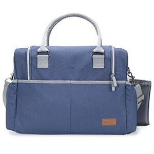 Diaper Tote Bag, Waterproof Nappy Tote Messenger Travel Bag w/ Insulated Pocket